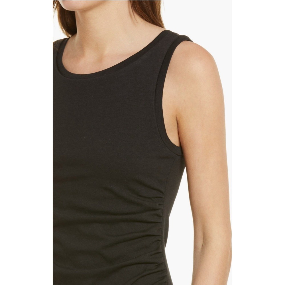 TREASURE & BOND NEW NWT Black Sleeveless Ruched Side Dress Large Lined Front - Picture 4 of 9